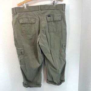 Lee Womens 18 Cargo Capri Pants Olive Green Cotton Spandex Stretch Casual Gorp